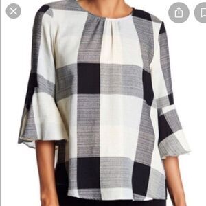 RO & DE Buffalo Check Flare Sleeve Top-M